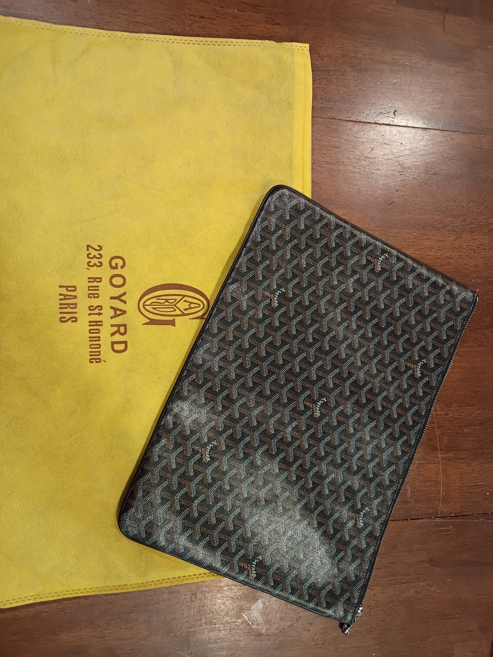 Goyard Black & Brown Coated Canvas Men’s Zip Pouch